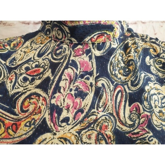 Vintage 80s Womens Size 8 Medium Nicola Paisley Puff Long Sleeve Pleated Blouse - Picture 4 of 8